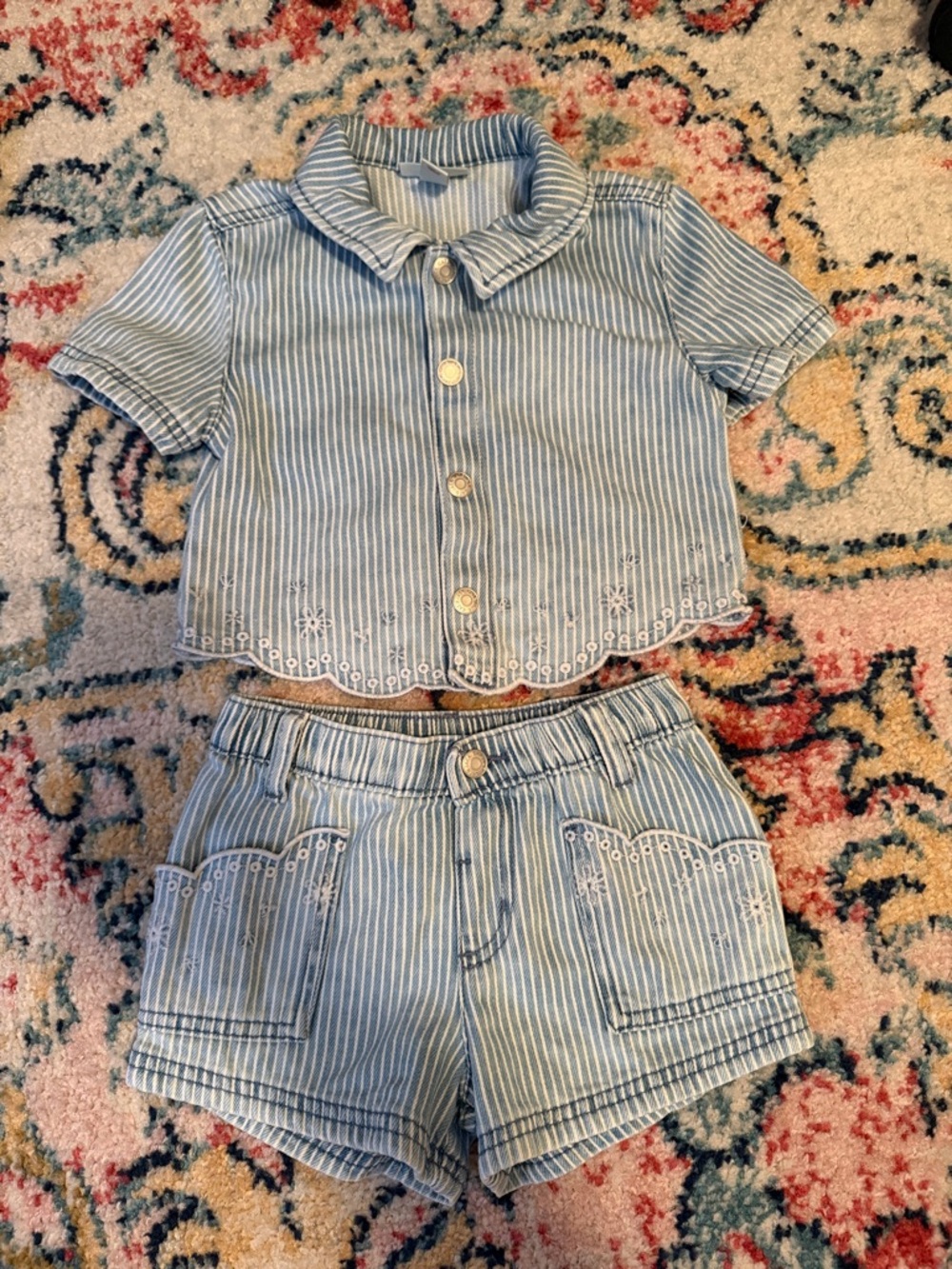Cat & Jack Light Blue and White Striped Two-Piece Set